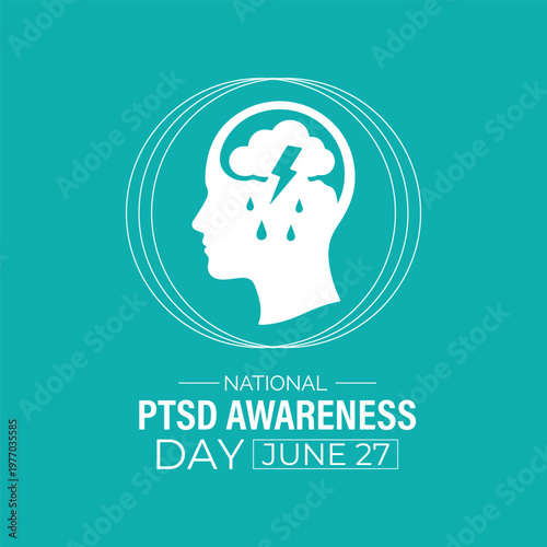 National PTSD Awareness Day highlights mental health education and support for Post-Traumatic Stress Disorder through impactful healthcare awareness design.