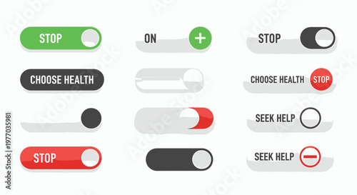 Selection of toggle switches with health and wellbeing options