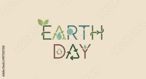 Earth Day eco friendly typography design.
