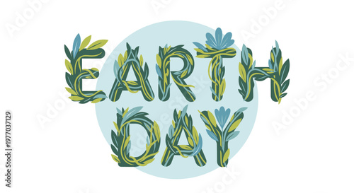 Earth Day illustration with floral design.