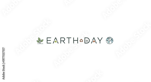 Earth Day logo with green leaf and globe.
