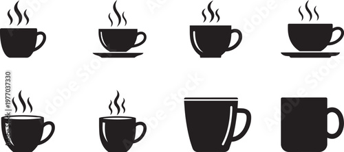 Coffee cup icon set, takeaway coffee vector, disposable cup illustration, hot drink cup symbol, coffee to go icons collection