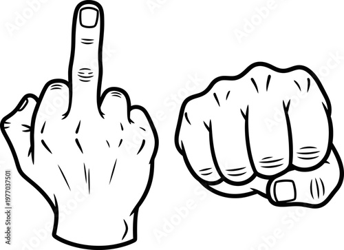 Two hands making rude gestures