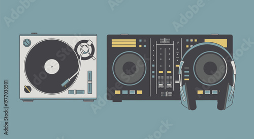 DJ equipment and musical instruments for creating and playing music beats