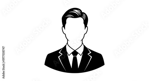 Professional Man in Suit with Tie Silhouette Graphic Icon