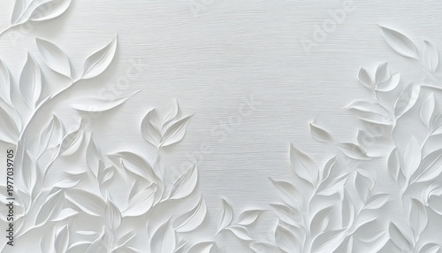 Elegant White Wallpaper with Textured Floral Surface and Decorative Embossed Design for Interiors