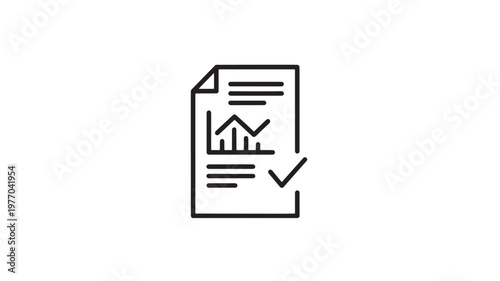Document Graph Checkmark Icon for Business Approval, Reporting and Data Analysis Concepts