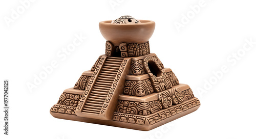 Clay pyramid incense burner with intricate on a black png white transparent cutout clipping path cinco de mayo mexico 5 may festival holiday template poster banner download 2026 2027