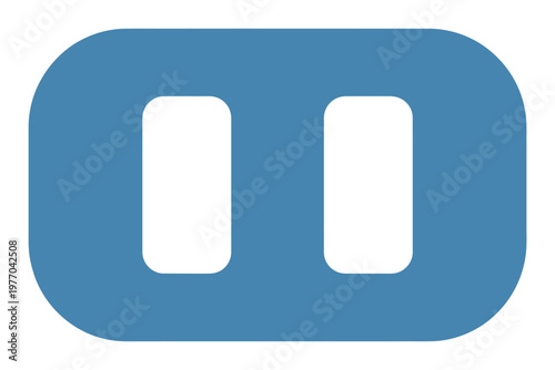 A blue pause button icon on a white background screen