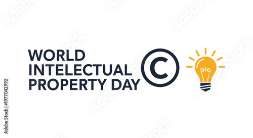 World Intellectual Property Day concept with copyright symbol and creative lightbulb idea, isolated white background.