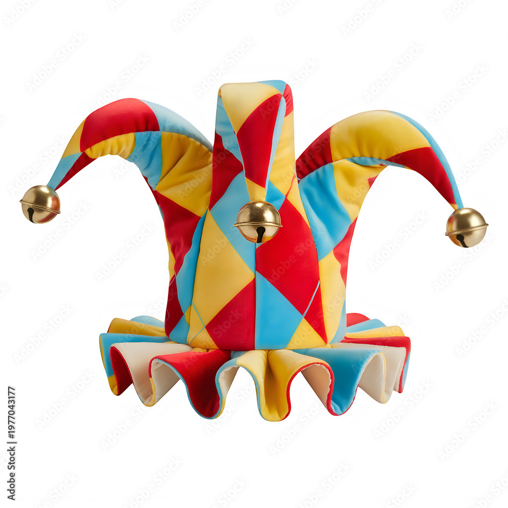 Obraz premium Jester hat with golden bells isolated on transparent background