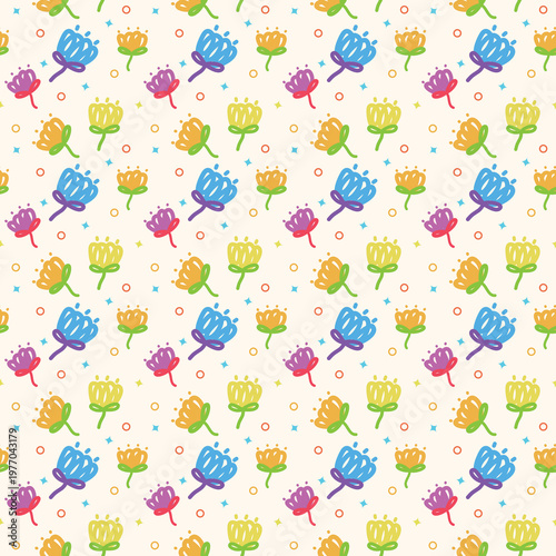 floral modern kids pattern seamless vector background.