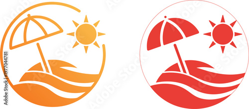 Beach umbrella icon set, editable linear summer vacation symbols featuring parasol seaside relaxation and holiday concept icons in modern minimalist outline vector style.