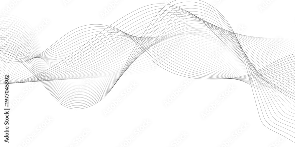 Fototapeta premium gray wave curve lines banner background design. Digital frequency track equalizer. Stylized line art background. modern soft luxury texture with smooth and clean vector subtle background illustration