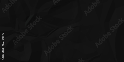Crumple crushed black paper obsolete rumple craft design. wrinkle ripped creased crumple aged closeup recycled document grunge paper background.