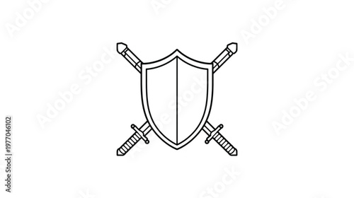3d metal shield and sword illustration featuring a globe and clock symbol for a world business design vector silhouette