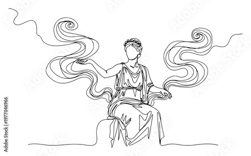 Fotografía Ancient Greek goddess or muse continuous one line drawing mythological deity min