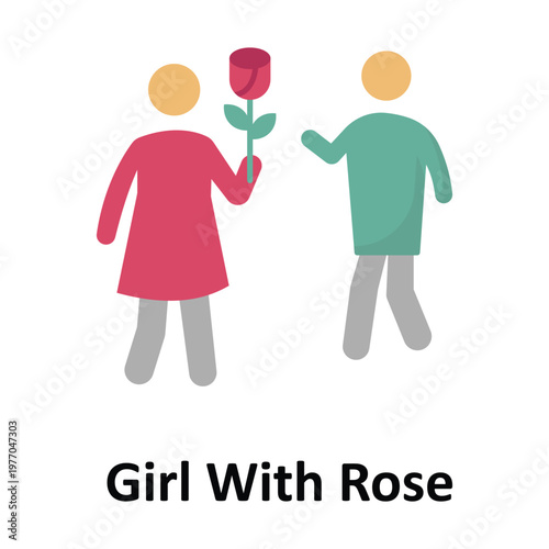 Girl With Rose Vector icon which can easily modify or edit
