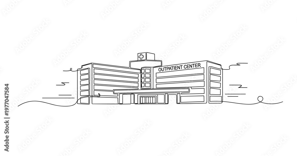 Obraz premium Outpatient center building standing on medical campus exterior. No editable stroke