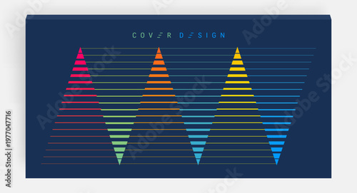 Abstract geometric pattern with bright, colorful stripes. Symmetrical design. Retro style. Parallel lines pattern. Triangle. Vector for brochure, poster, cover, presentation, advertising or packaging.