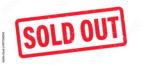 A vibrant red rectangular stamp boldly proclaims sold out in capital letters a simple yet impactful graphic silhouette high quality professional detailed modern