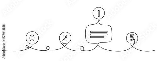 Minimalist infographic timeline with numbered steps and connecting lines. No editable stroke