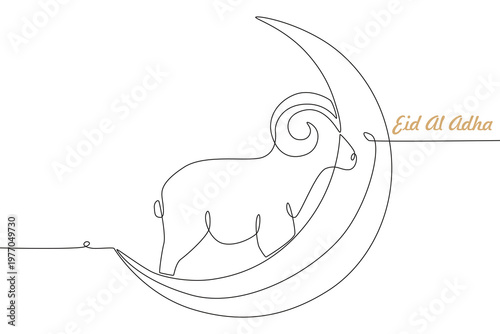 Eid al adha concept one-line drawing
