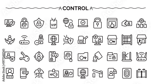 Cybersecurity Icons Set with Data Protection, Encryption and Network Security Symbols