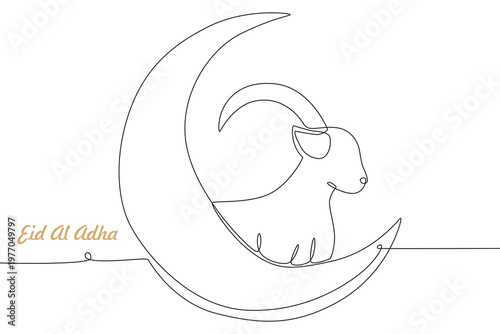Eid al adha concept one-line drawing