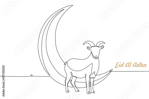 Eid al adha concept one-line drawing