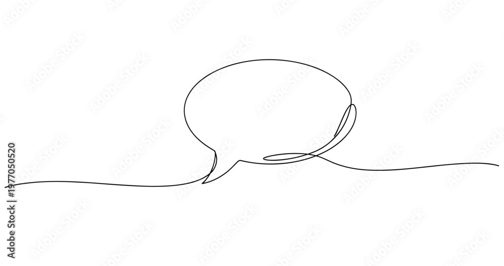Obraz premium Minimalistic continuous line drawing of speech bubble on white background. No editable stroke