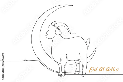 Eid al adha concept one-line drawing