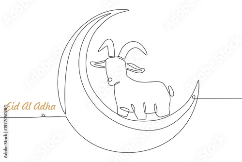 Eid al adha concept one-line drawing