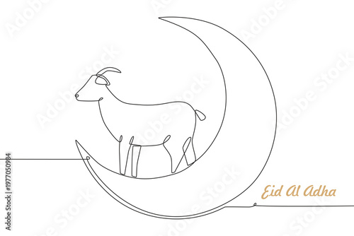 Eid al adha concept one-line drawing