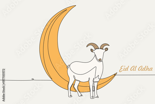 Colored Eid al adha concept one-line drawing