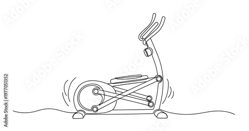 Outline of an elliptical trainer for fitness workouts. Non editable stroke