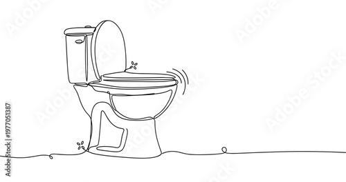 One-line art of toilet illustrating elegant simplicity and minimalist design. Non editable stroke