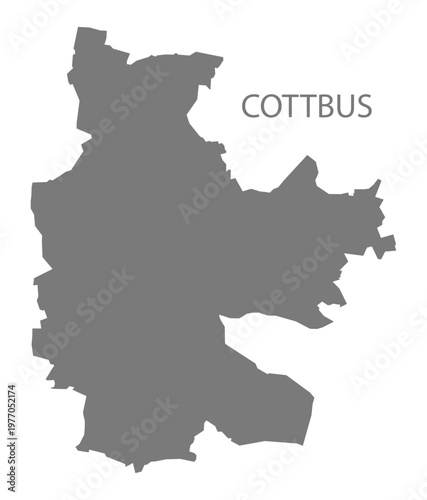 Cottbus city map with boroughs grey illustration silhouette shape