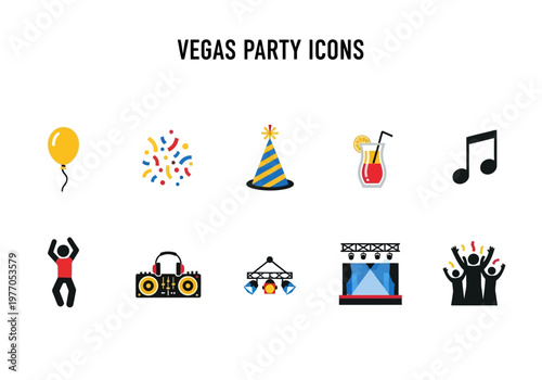 Vegas Party Icons A Collection of Festive and Celebration-Themed Graphics for Your Events
