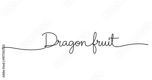 Elegant dragonfruit calligraphy font style on white background. No editable strokes