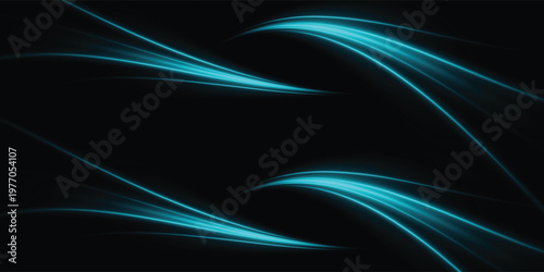 Futuristic abstract composition with luminous blue curves on dark background, sleek and minimal design suitable for innovation, data, and tech branding.