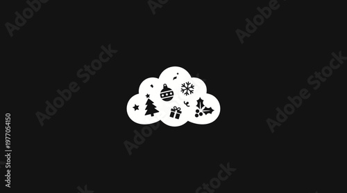 Christmas Icons Cloud on Black Background