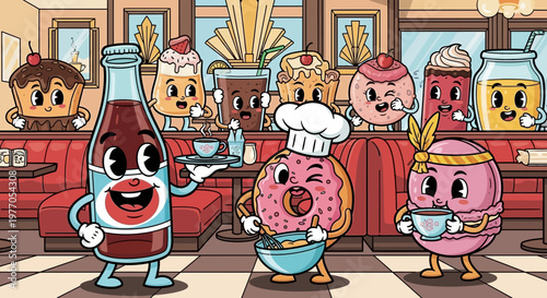 Retro Diner Characters: Animated Food & Drinks Having Fun