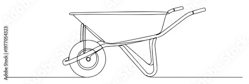 empty wheelbarrow line icon vector illustration