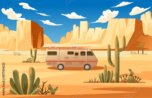 RV Desert Illustration