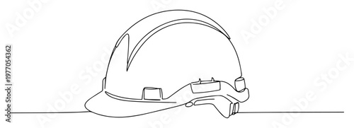 Bilde på lerret safety helmet line icon vector illustration