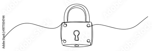 romantic padlock with keyhole monoline vector