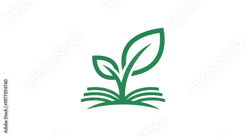 Green Sprout Growing From An Open Book Logo On White Background