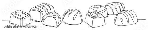 selection of gourmet chocolate line art drawing