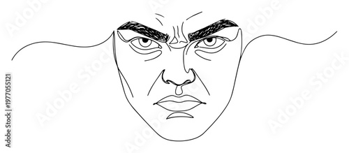 angry man intense stare monoline illustration